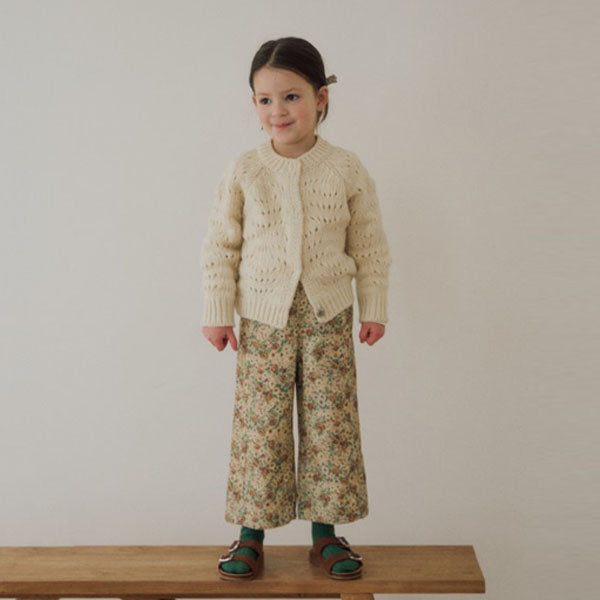 Koi Flower Pants Korean toddler shorts in ivory made in Korea