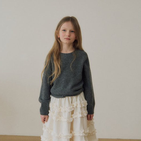 Seamless Cashmere Round Korean toddler sweater in ivory made in Korea