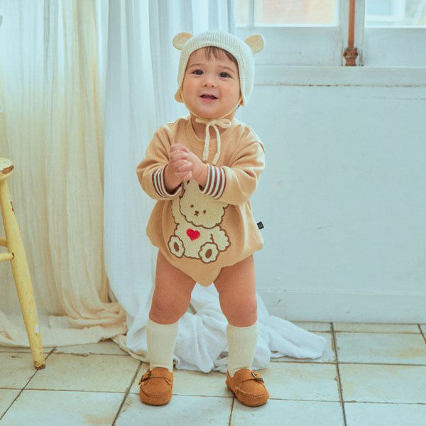 Mongle Otti Bodysuit Korean infant bodysuit in cream made in Korea