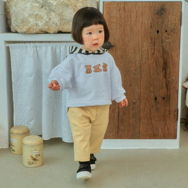 Bear Marie Hoodie Sweatshirt Korean toddler sweater in light heather made in Korea