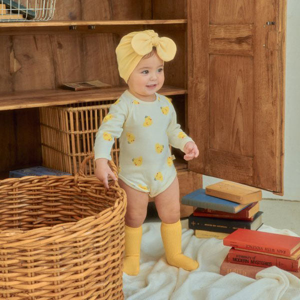Outing Bodysuit Korean infant bodysuit in cream made in Korea