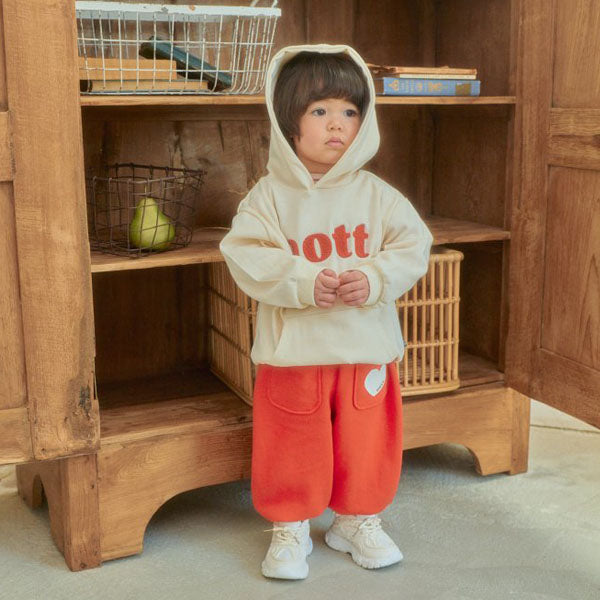 Heart Pocket Pants Korean toddler pants in cream made in Korea