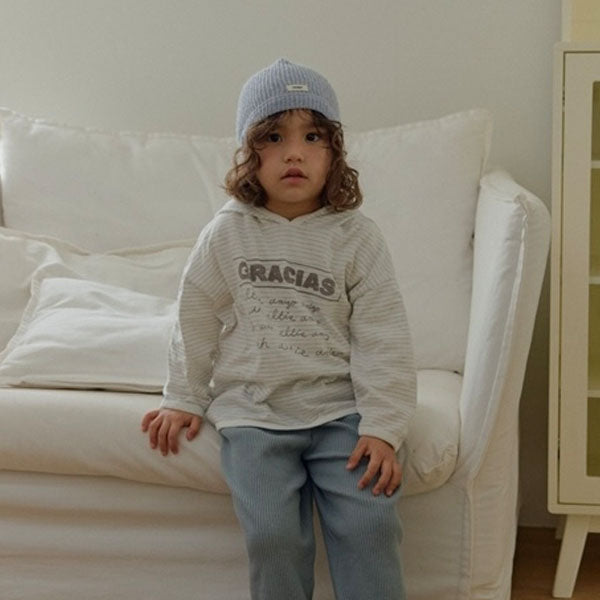 Pencil Stripe Hoodie Korean toddler sweater in melange made in Korea