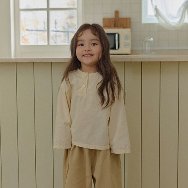 Peach Skin Daily Shirt Korean toddler shirt in ivory made in Korea