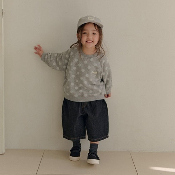 Polka Dot Sweatshirt Korean toddler sweater in beige made in Korea
