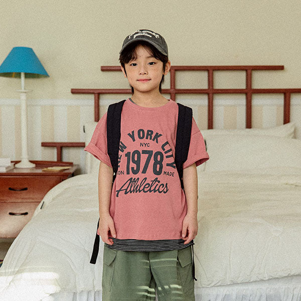 New York Short Sleeve Tee Korean juniors t-shirt in brick made in Korea