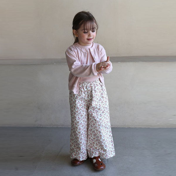 Flower Spring Wide Pants Korean toddler pants in pink floral made in Korea