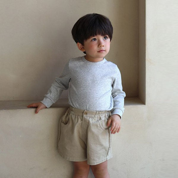 Ribbed Tee Korean toddler t-shirt in heather made in Korea