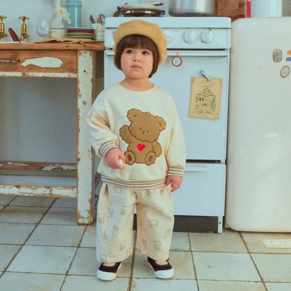 Mongle Otti Sweatshirt Korean toddler sweater in cream made in Korea