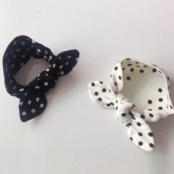 Polka Dot Hairband Korean kids accessory in ivory made in Korea