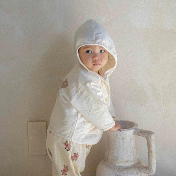 Bear Hoodie Jumper Jacket Korean infant sweater in ivory made in Korea