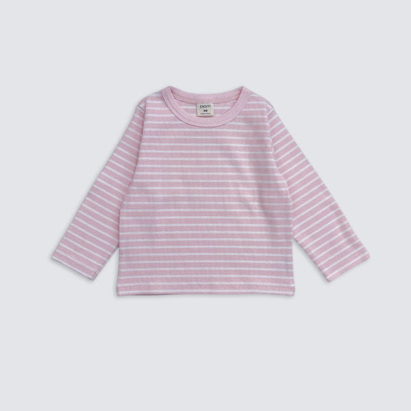 Stripe Ribbed Tee Korean toddler t-shirt in pink made in Korea