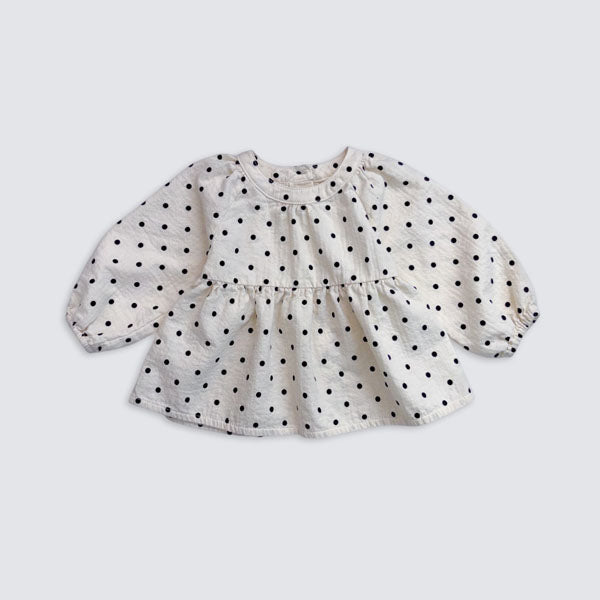 Polka Dot Blouse Korean toddler blouse in cream made in Korea