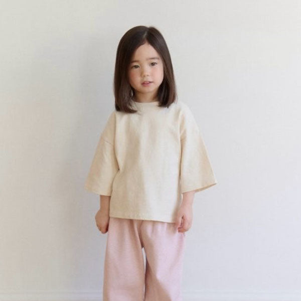 Koen Box Tee Korean toddler t-shirt in cream made in Korea