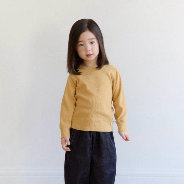 Cozy Ribbed Tee Korean toddler t-shirt in ivory made in Korea