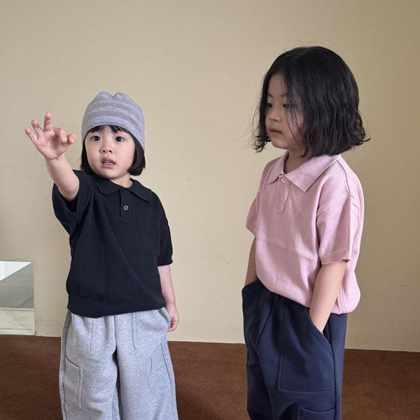 Cotton Collar Knit Sweater Korean juniors sweater in navy made in Korea