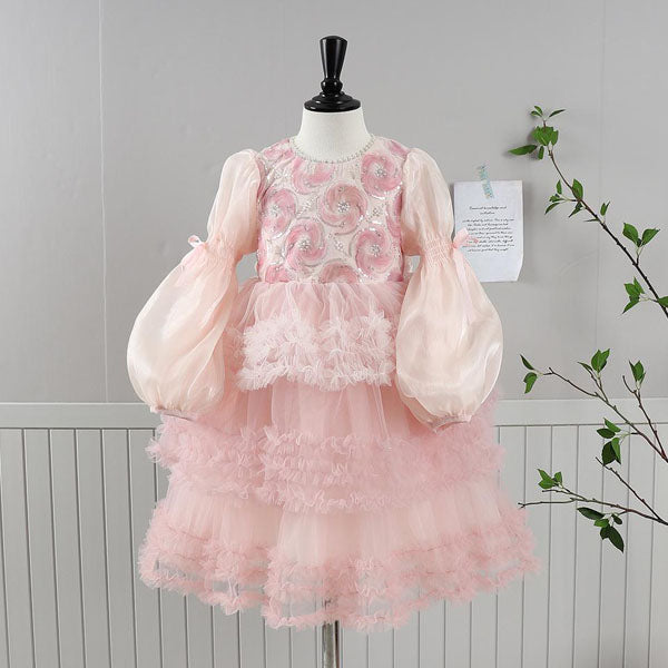 Tiered Dress Korean toddler dress in pink made in Korea