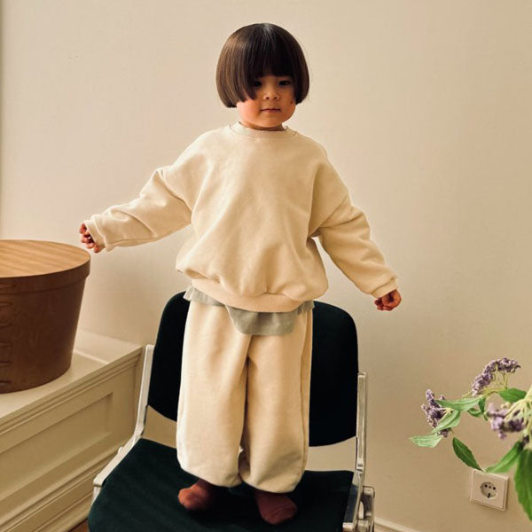 Normal Top & Bottom Set Korean toddler set in charcoal made in Korea