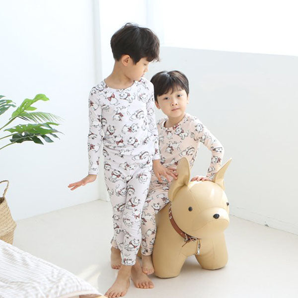 Cat Slim-Fit Loungewear Korean juniors loungewear in cream made in Korea