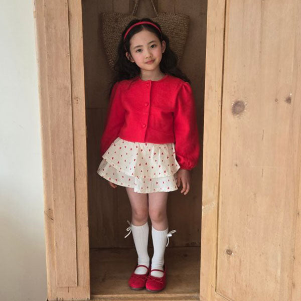 Heart Cardigan Korean juniors sweater in red made in Korea