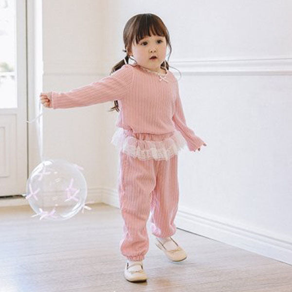 Lace Top & Bottom Set Korean toddler set in pink made in Korea