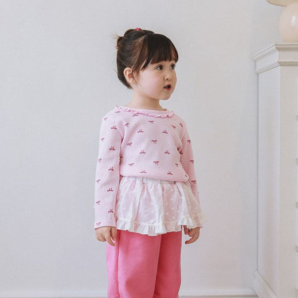 Mini Ribbon Tee Korean toddler t-shirt in pink made in Korea