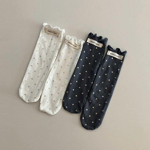 Glory Polka Dot Socks Korean kids accessory in ivory made in Korea