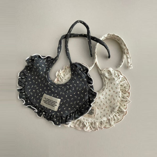 Carrot Flower Bib Korean kids accessory in ivory made in Korea