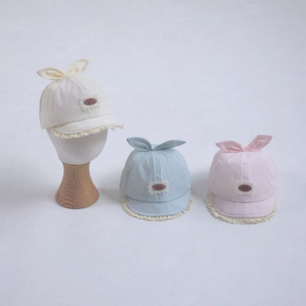 Baby Lace Ribbon Cap Korean infant accessory in sky blue made in Korea