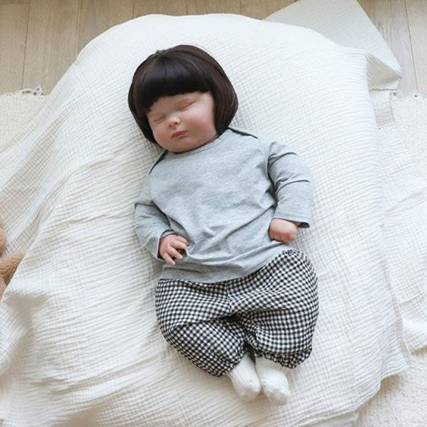 Organic Long Sleeve Tee Korean infant t-shirt in cream made in Korea