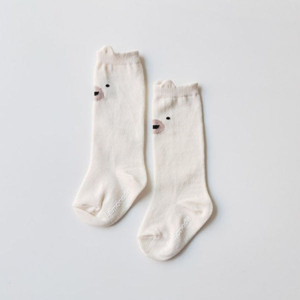Bear Socks Korean infant accessory in ivory made in Korea