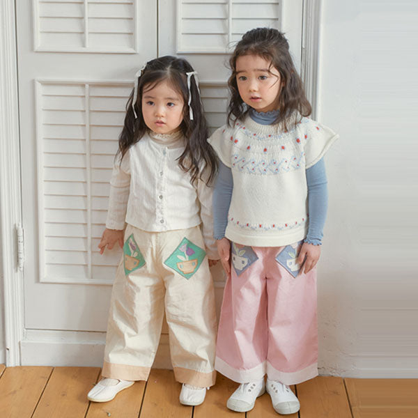 Noah Appliqué Pants Korean toddler pants in butter made in Korea