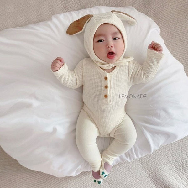 Cookie Bodysuit Korean infant bodysuit in beige made in Korea