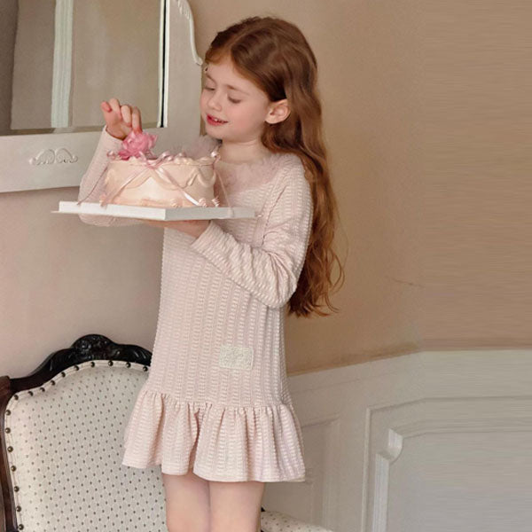 6066 Dress Korean toddler dress in cream made in Korea