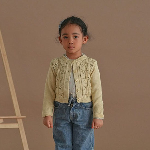 Twinkle Heart Cardigan Korean toddler sweater in pink made in Korea