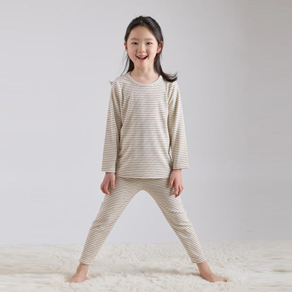 Stripe Ribbed Loungewear Korean infant loungewear in black made in Korea