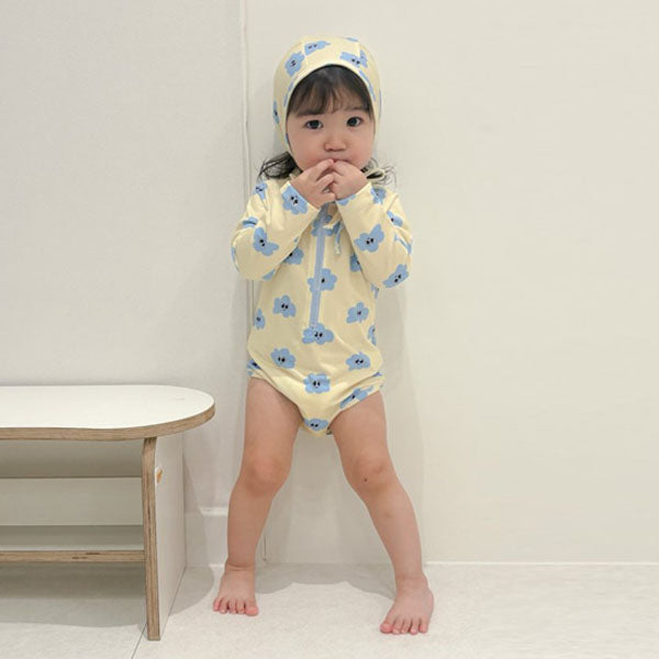Zip-Up Rash Guard Korean infant rashguard in floral made in Korea
