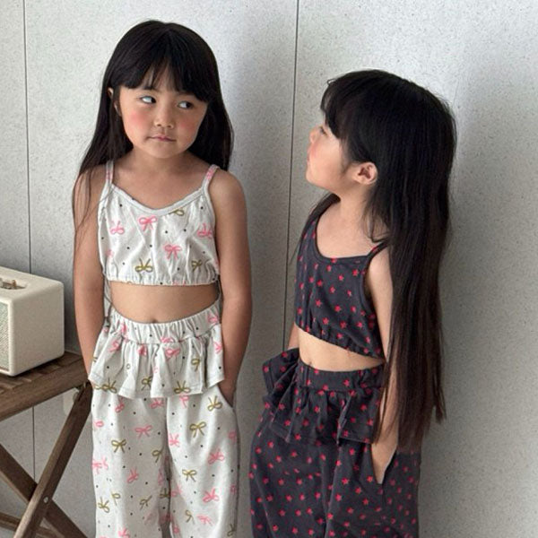 Pattern Tank Top Korean toddler tank top in charcoal star made in Korea