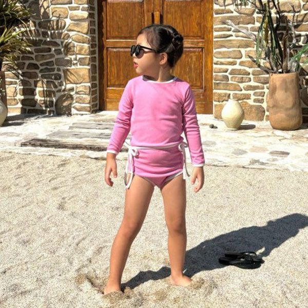 Ribbon Rash Guard Swimsuit Korean toddler rashguard in navy made in Korea