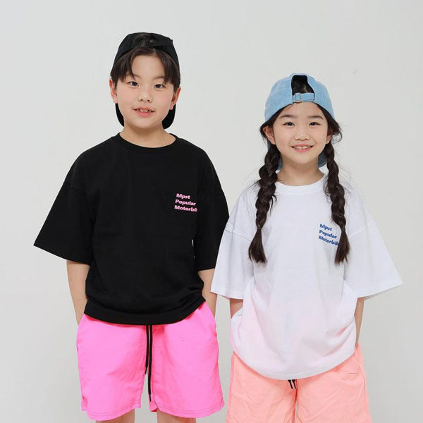 Curve Short Sleeve Tee Korean toddler t-shirt in black made in Korea