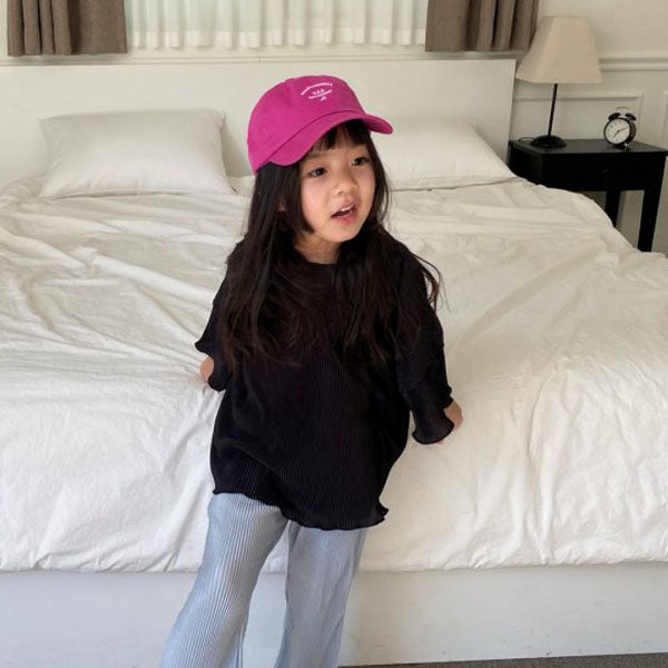 Pleated Short Sleeve Tee Korean toddler t-shirt in sky blue made in Korea