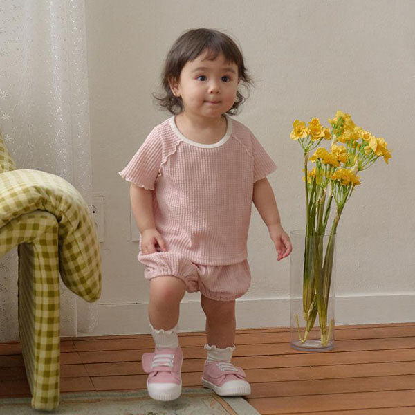 B Picnic Bloomer Set Korean infant set in pink made in Korea