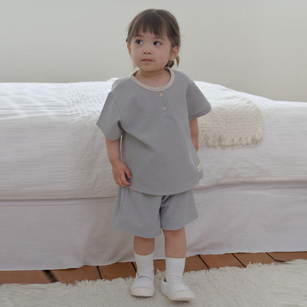 Carrie Waffle Set Korean infant set in beige made in Korea