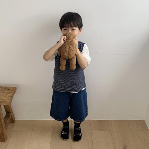 New Bermuda Denim Pants Korean toddler pants in deep blue made in Korea