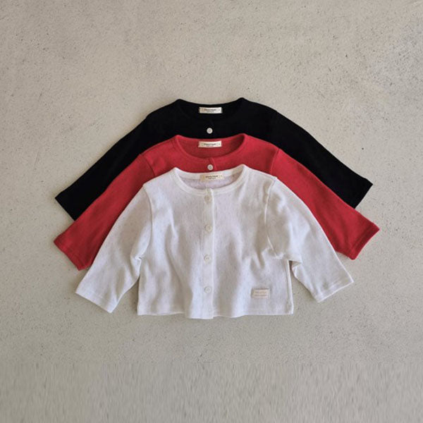 Eyelet Cardigan Korean infant sweater in ivory made in Korea