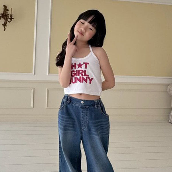 Hot Girl Halter Tank Top Korean toddler tank top in black made in Korea
