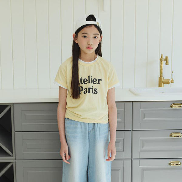 T07 Atelier Color-Block Tee Korean toddler t-shirt in yellow made in Korea