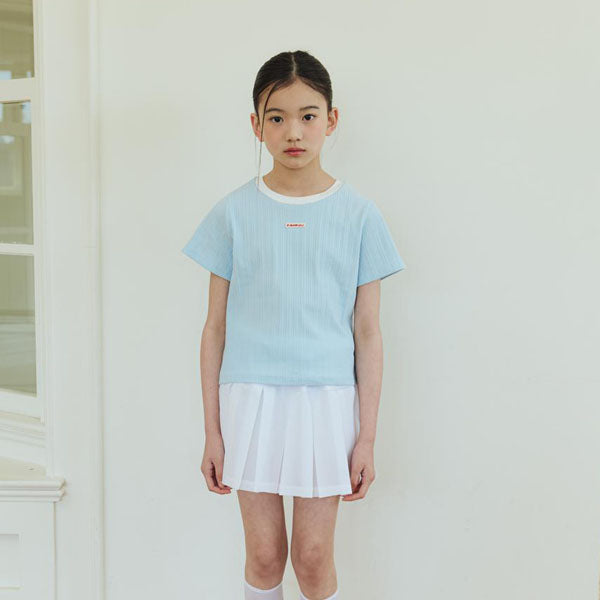 T12 Color-Block Ribbed Tee Korean toddler t-shirt in ivory made in Korea