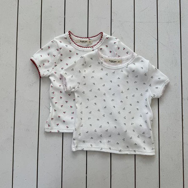 Cherry Eyelet Tee Korean toddler t-shirt in red made in Korea
