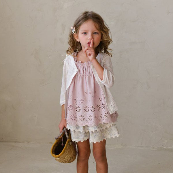 Rita Cardigan Korean toddler sweater in oatmeal made in Korea